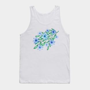 Blue Watercolor Wild Flower Tank Top